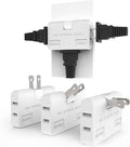 ETwinCoo 3 Way Flat Wall Outlet Extender Safe AC Adapter - 2-Prong Swivel Mini Indoor Wall Tap Plug, Outlet Splitter (Quick & Easy Install) Perfect for Home and Travel, Type A, White (3 Pack)