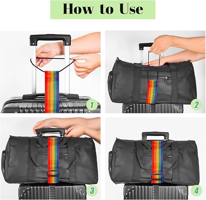 Multi Use Strong Adjustable Luggage Connector Straps for Suitcases,4 Pack Flexible Luggage Accessories Elastic Fastening Bag Strap (Colorful)