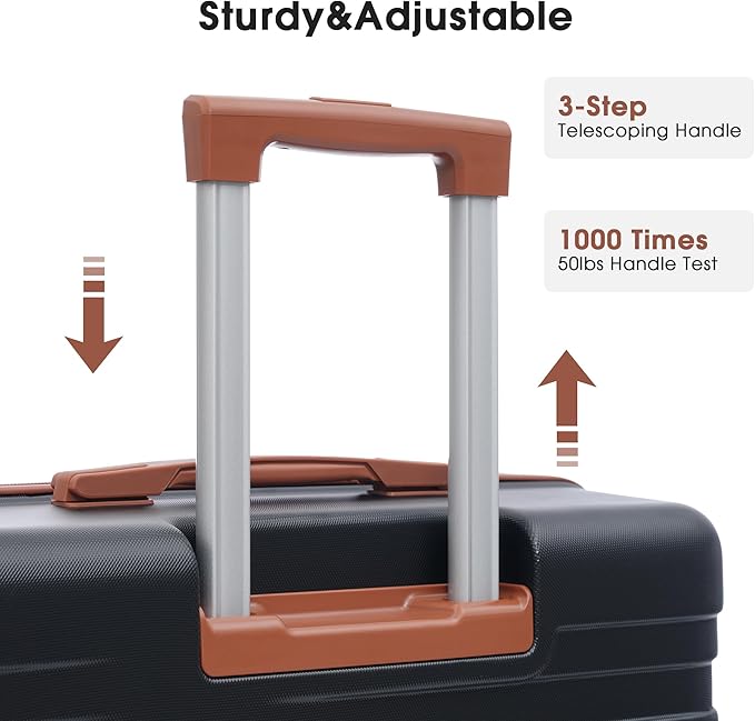 Hardside Luggage Sets 3 Pcs Spinner Suitcase with TSA Lock Lightweight