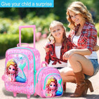 2Pcs Kids Suitcase for Girls, Carry on Rolling Luggage with Wheels, Mermaid Travel Suitcases Set with Toddler Backpack(Pink)