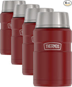 THERMOS Stainless King Vacuum-Insulated Food Jar, 24 Ounce, Rustic Red (Pack of 4)