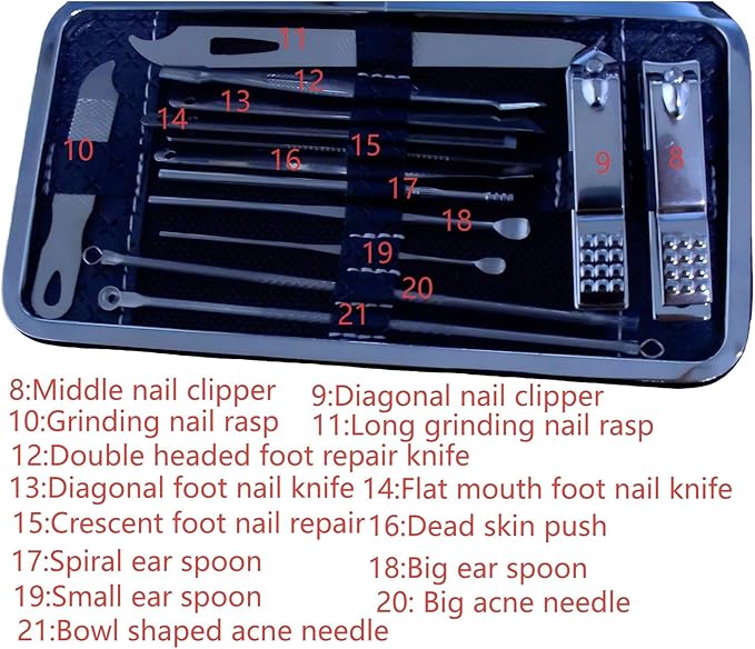 Nail Clippers Set for Men Women Parent Earpick EarpickerProfessional Manicure Set BWLSMART 21 Pieces Pedicure Kit, Nail Care and Grooming Kit with Travel Case Fingernail and Toenail Clipper Cutters