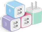 X-EDITION USB Wall Charger, 4-Pack 2.1A Dual Port USB Cube Power Adapter Charger Plug Charging Block Box Brick Cube Compatible with Phone 13 12 11 XS XR X 8 7 6 Plus 5S SE, Pad, Samsung, LG, Android