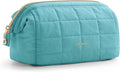 BAGSMART Makeup Bag Travel Cosmetic Bag, Puffy Padded Make Up Bags for Women Makeup Organizer Case, Wide-open Pouch Purse Travel Essentials Toiletries Accessories Brushes, Teal