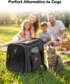 Morpilot Cat Carrier - Cat Carrier Soft for Medium or Large Cats up to 20lbs, with Dual-Sided Cushion, Secure Buckle and Foldable Bowl, Dog Carriers for Small Dogs - Pet Carrier (Dark Gray)