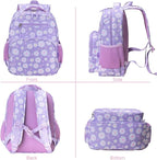RHCPFOVR Kids Backpack for Girls - Girls Backpack 3-8 Ages Flower for Kids 15 Inch School Bookbag for Kindergarten Elementary School Bookbag for Girl 1st 2nd Grade