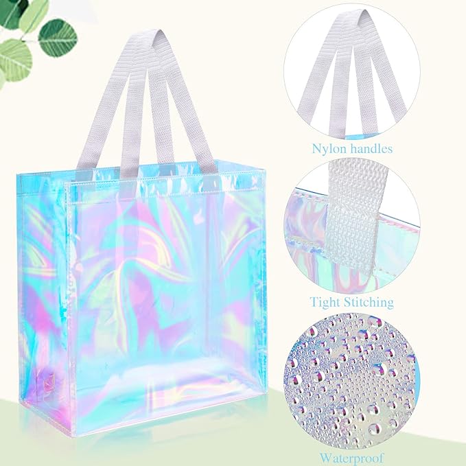 Eccliy 30 Pack 12x12x6 Inch Clear Tote Bag Stadium Approved Bulk Plastic Beach Tote Gift Bag with Handle for Gym Sports | 30 Pack, 12x12x6 Inch, Stadium Approved, Bulk, with Handle, Tote Gift Bag