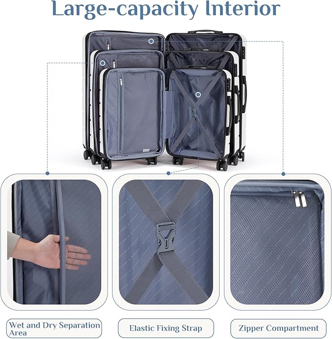 OLIXIS 29 Inch Luggage, Hardside Checked Suitcase with Spinner Wheels, Lightweight ABS Hard Shell Travel Luggage, TSA Approved Lock, Expandable Large Suitcase for Business & Travel–White