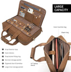 Augus Leather Messenger Bag for Men Vintage Travel Backpack 17 inch laptop Briefcase Shoulder Bags