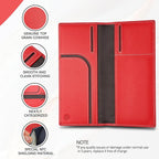 Leather Passport Holder for Travel with AirTag Holder, RFID Blocking Passport Wallet with Card Slots for Men & Women (Red)