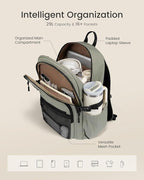 LOVEVOOK Laptop Backpack Women/Men with 40oz Cup Holder Buckle Strap, 15.6 Inch Tech-Ready Work Backpack, TSA-compliant for Travel & College with Versatile Mesh Pocket, Sage Green
