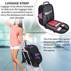 SHRRADOO Extra Large 50L Travel Laptop Backpack with combination lock, College Backpack Airline Approved Business Work Bag Fit 17 Inch Laptops for Men Women,Purple