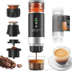 Portable Espresso Machine with Removable Battery, 20-Bar Mini Travel Coffee Maker, USB-C Self-Heating, 3-in-1 for Ground, Capsules & Pods (NS/DG), Car/Office/Home Use, 6.8-oz Compact Espresso Maker