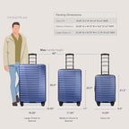 U.S. Traveler Boren Expandable Hardside Rugged Travel Luggage with 8 Spinner Wheels, Navy, Checked-Large 30-Inch