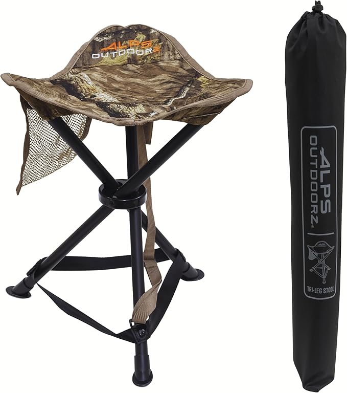ALPS OutdoorZ Lightweight Packable Blind Chair Tri-Leg Stool – Portable Hunting Seat in Mossy Oak Country Roots with Steel Frame, Compact Fold Design for Waterfowl, Upland & Field Hunting