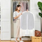 Dntorx 6 Pack Garment Bags 60 * 100cm, 40in PEVA Translucent Garment Covers, Suit Storage Bags, Dress Organizer Bags Used To Protect Shirts, Winter Coats, Jackets（White Edge）
