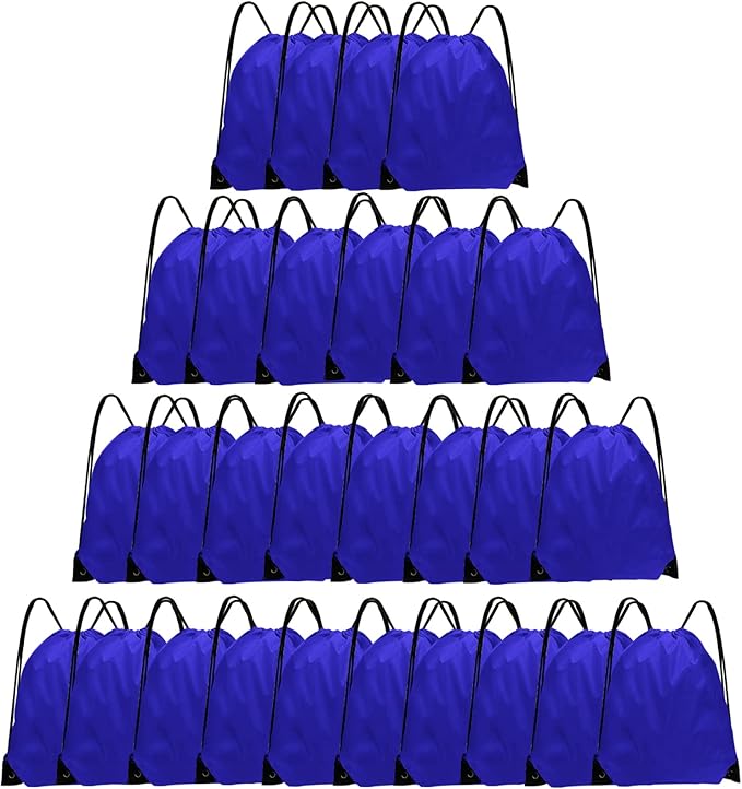 Grneric Drawstring Bags 28 PCS Drawstring Backpack Bulk String Backpack Cinch Bag Sackpack for Men Women Gym (Navy Blue)