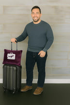Comfort Fly Travel Blanket & Pillow – 2-in-1 Micro Plush Airplane Blanket with Carry Case (40" x 70") - Plum