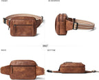LATMAP 3L TRIPLE ZIP Fanny Packs Belt Bag For Women Men Crossbody Waist Pack Sling Chest Bum Travel Bag Purse Faux Leather Fashion Cute Brown