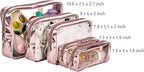 Remobia Hicol TSA Approved 5-Piece Diaper Bag Organizer Pouch Set Clear Waterproof TPU Kids Toiletry Storage Set Travel Packing Clutch Cube Bags for Baby Nursing(Gose gold leather)