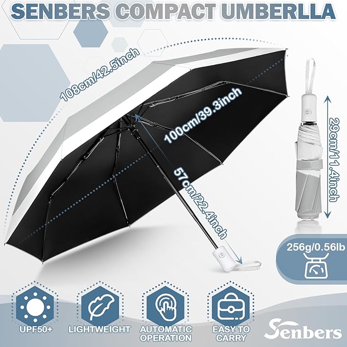 Windproof Travel Umbrella, Collapsible Umbrella Automatic Open Close Auto Small Compact Portable for Rain Sun Adult Women