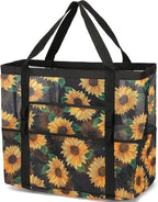 Fammart Mesh Beach Bag, Large Beach Tote with Zipper Pocket, Toys Pool Bag for Family Travel Vacation Cruise Essentials