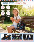 Insulated Lunch Box for Kids, Cute Thermal Lunch Bag for School, Reusable Lunch Tote for Boys and Girls, Durable Cooler Bag with Easy Grab Handle, Lightweight and Easy to Clean Meal Bag,Dinosaurs