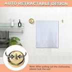Retractable Clothesline,Wall Mounted Adjustable Clothing Rope for Shower Room Bathroom Laundry (Gold)