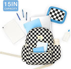 STEAMEDBUN Corduroy Kids Backpack for Girls and Boys 5-8: Boys Backpack for Elementary Kindergarten - 15 inch Cute Backpacks for Kids - Checkered