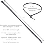 Gardner Bender 46-310UVBM Nylon Doublelock Cable Tie, 11 in., 75 lb Tensile Strength, Wire Tie / Industrial / Outdoor & Household Use, Zip Tie, 1,000 Pk., UV Resistant Black