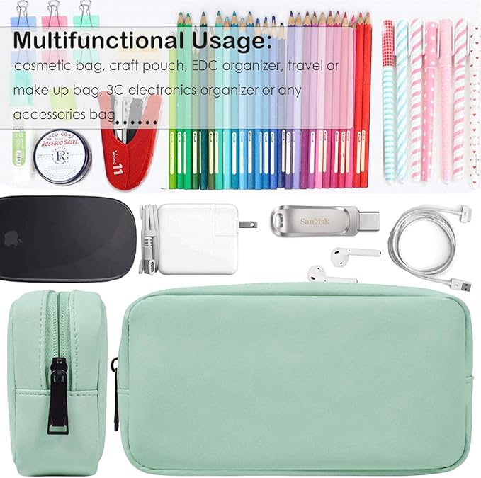 CAAORDKSO Electronic Organizer Travel Cable Accessories Bag, Electronic Organizer Case, Electronic Accessories Organizer Bag for Cable, Cord, Charger, Phone, Power Bank, Earphone (Big-Mint Green)