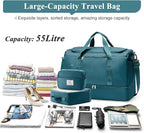 Extra Large Travel Duffle Bag,Carry on Overnight Weekend Bag with Shoes Compartment,Weekender Bags for Women for Travel Business Trips Sport Hospital,3 Pcs Set,Peacock Blue