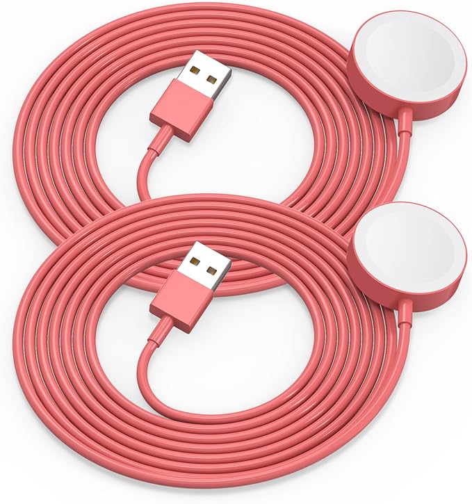 2Pack Red for Apple Watch Charger USB Magnetic Wireless Fast iWatch Charger Portable Compatible with iWatch Ultra/Series 9/8/7/6/SE/SE2/5/4/3/2/1-[3.3FT]