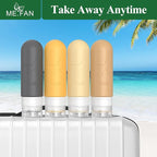 ME.FAN Travel Bottles for Toiletries, TSA Approved 3oz Travel Size Containers, Silicone Squeezable Portable Split Bottle, Travel Accessories for Conditioner, Shampoo, Lotion- 4 Pack Bright