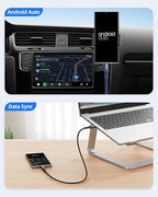 SUNGUY Android Auto USB C Cable, 5FT Braided 3A Fast Charging & 10Gbps Data Transfer USB C CarPlay Cable, Compatible with iPhone 17/16/15 Pro Max, Galaxy S22 S21 Note 20, Pixel 6 5 (Black)