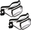 Veckle Clear Fanny Pack Stadium Approved - Adjustable 33-47 Inch Strap, Transparent Belt Bag for Women Men Fits 7.5-inch Smartphone, Waist Bag Clear Bag for Sport Events, Concerts, 2-Pack Black