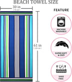 Beach Towel Microfiber 60"x30" Lightweight Quicy Dry Stripes Travel Towels Swim Pool Yoga Gym Camping for Adults Women Men Beach Essentials Accessories Vacation Gift (Stripes, 1 pcs)