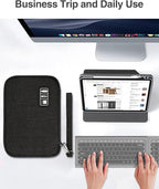 Luxtude Double Layer Cable Organizer Bag, Portable Cord Storage Case, Flat Electronic Organizer Travel Case, Portable Tech Bag for Cable/Cord Storage/iPad (up to 7.9")/Wall Charger/Electronics