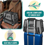PetAmi Airline Approved Pet Carrier for Cats & Small Dogs, Soft Sided TSA Travel Carrier Bag Sherpa Bed, Breathable Mesh Ventilation, Collapsible Bowl, Fit Under Seat, Up to 18 lbs, Large Heather Gray