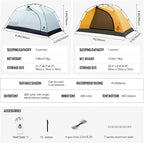 OneTigris Stella 4 Season Camping Tent Backpacking Waterproof Lightweight Easy Setup Instant 3000mm Waterproof Rating Outdoor Hiking Tent