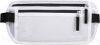 RFID Blocking Money Belt - Passport Holder & Travel Wallet, Slim Hidden Fanny Packs for Women Men - White