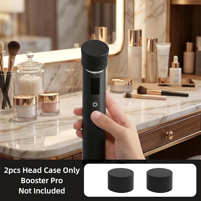 2Pcs Head Case for Age-R Booster Pro, Silicone Protective Head Cap Suitable for Age-R Booster Pro Beauty Device Accessory (Black)