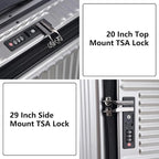 Kaleenie 2 pieces 20/29 Aluminum Frame Carry On and Checked Luggage Set with Side Opening,Lightweight Hardshell ABS+PC Trunk Suitcase with TSA Lock,360° Universal Wheels & Adjustable Handle,Dark Gray