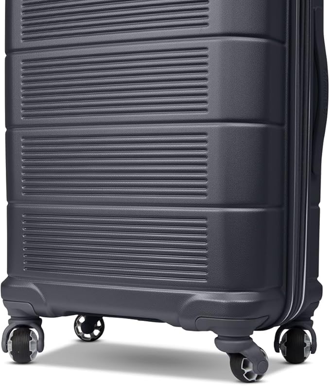 American Tourister Stratum 2.0 Expandable Hardside Luggage with Spinner Wheels, 24-Inch Checked-Medium, Charcoal
