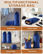 4 Pcs Single Shoe Bags for Travel, 17.3"x8.6" Washable Travel Shoe Bags for Packing in Suitcase, Velvet Dust Bag with Drawstring, Shoe Pouch for Women and Men, Travel and Home Storage (Palace Blue)
