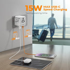 TESSAN Universal Travel Adapter 28W, International Power Adapter with 3 USB C 2 USB A Charging Ports, Worldwide Plug Adaptor for US to European UK Italy Ireland New Zealand (Type C G A I)