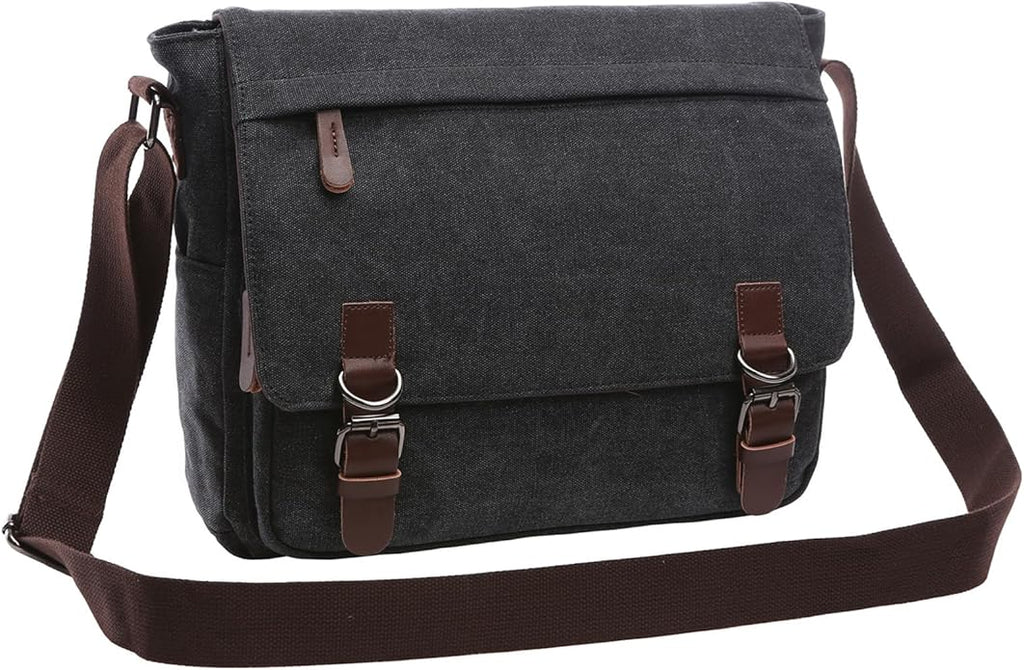 Evergoo Vintage Messenger Bag Unisex Shoulder Bags Canvas Satchel Cross Body Work Satchel Briefcase for 15.6 Inch Laptop