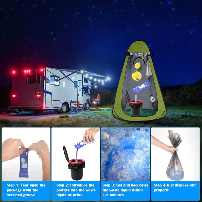 oceanengine Portable Toilet Absorbent Gel, Portable Toilet Powder Poo Urine Powder for Camping Outdoor Hiking
