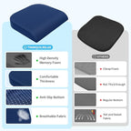 TranquilRelax XLarge Seat Cushion, Memory Foam Cushion for Long Sitting Hours on Office Chair, Home & Car, Non-Slip Chair Pad for Relieving Back & Sciatica & Hip & Coccyx Pain (Blue)