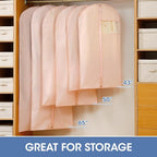 65'' Dress Bags for Gowns, 4 Pack Pink Garment Bags for Hanging Clothes, Dress Garment Bag Women, Long Dress Cover for Coats, Dresses, Uniforms